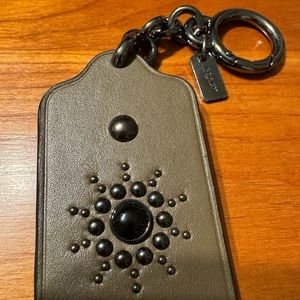 Coach Brown Leather Studded Bag Charm